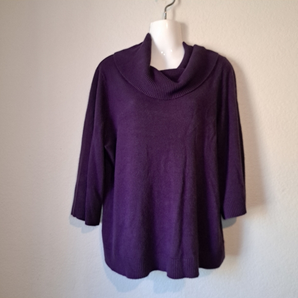 Designer Originals purple turtleneck 3/4 trumpet sleeve Xlarge - Picture 3 of 10